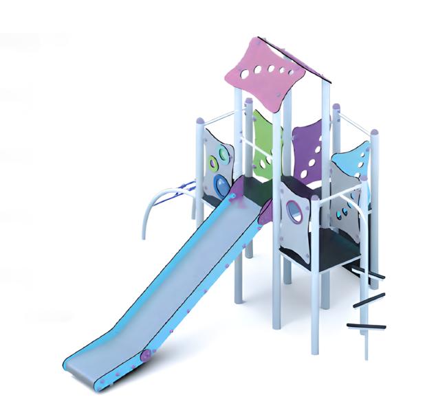 Slide play area, amusement area, children\'s play zone, activity space.