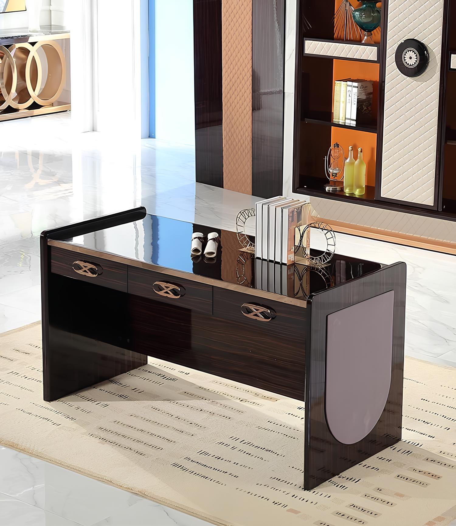 Design Desk Secretary Luxury Writing Furniture Metal High Gloss Tables Office Büro
