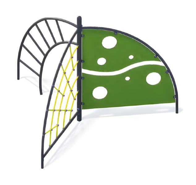 Playground hanging transitions, climbing poles, horizontal bars, hanging bars, climbing grips.