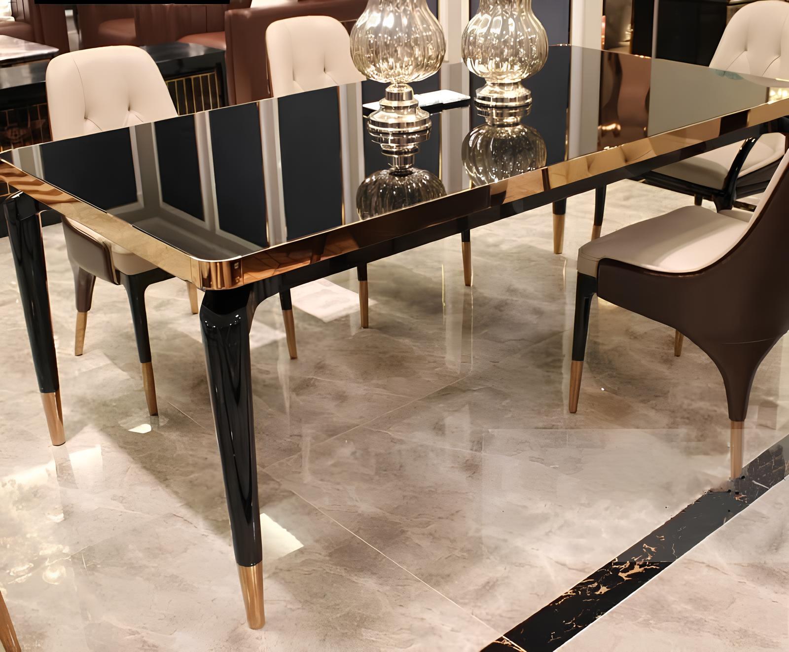 Luxury designer stainless steel metal dining table glass luxury tables living room Italy