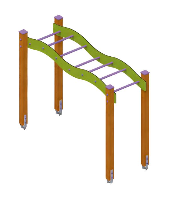 Playground monkey bars, play beam, adventure bridge, wobble walkway, training beam.