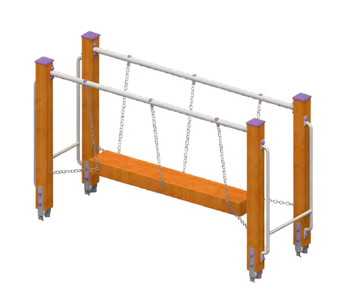 Playground balance bridge, suspended beam, hanging bridge, climbing bridge, wobbly beam.