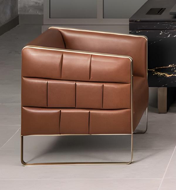 Office armchair, padded lounge chair, modern television chair, brown office couch, leather armchair, new.