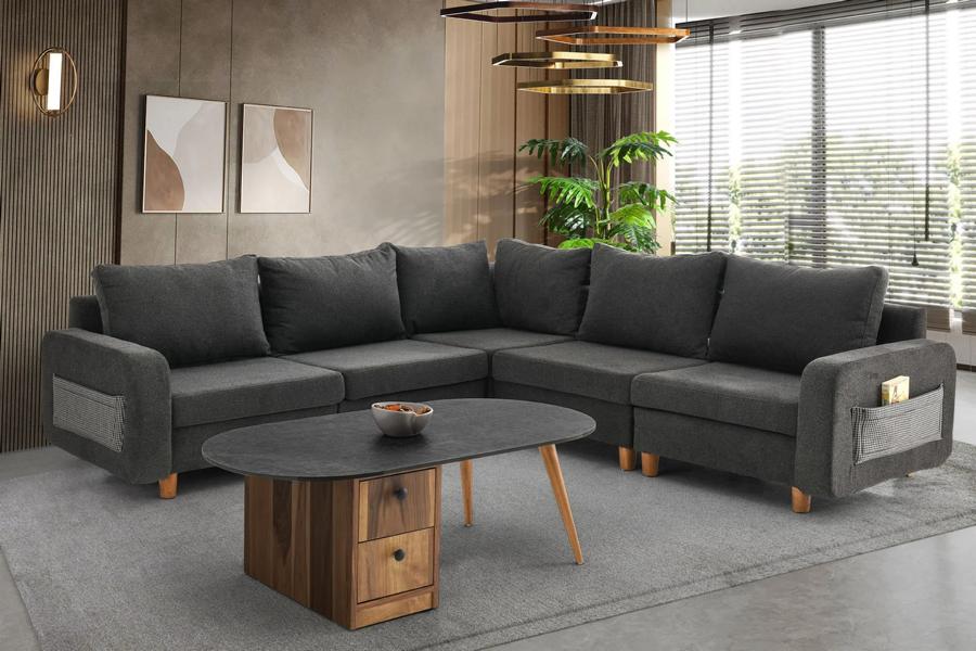 Corner sofa L-shape gray fabric sofa upholstered sofa design large sofa