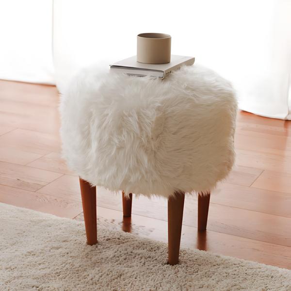 Stool Footstool Puff Ottoman Seat Fabric Living Room Seat Stool White