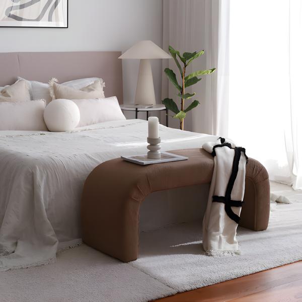 Bench Bank Bedroom Bed Bench Modern Ottoman Brown Fabric