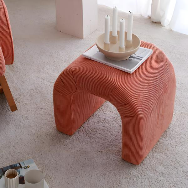 Stool footrest pouf ottoman seat fabric living room seating stool red