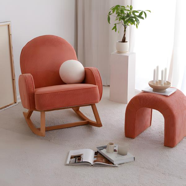 Armchair Living Room Fabric Red Single Seater Designer