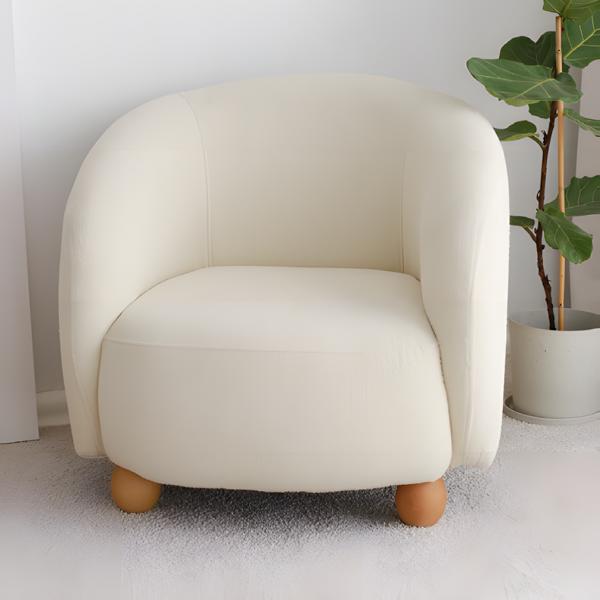 Luxury Armchair Upholstered Armchair Single Seat Living Room Seat Beige Fabric