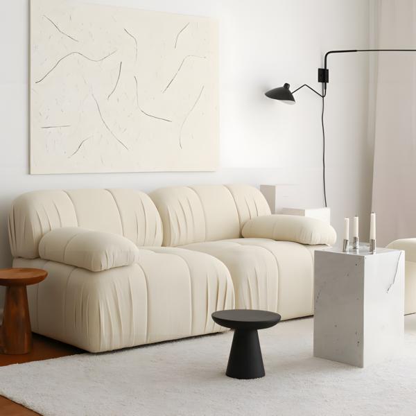 Beige Two-Seater Couch Sofa Modern Upholstered Sofa
