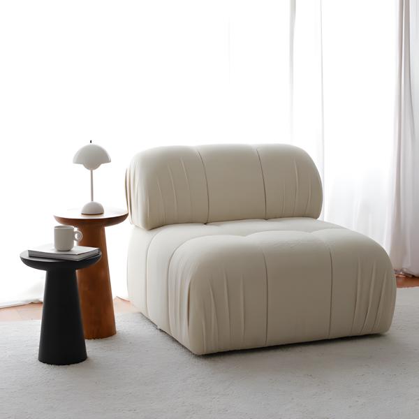 Modern Armchair Upholstered Armchair Single Seater Living Room Seat Beige Fabric