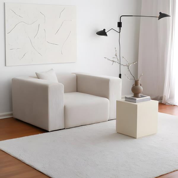 Armchair upholstered single seat living room seat modern beige fabric