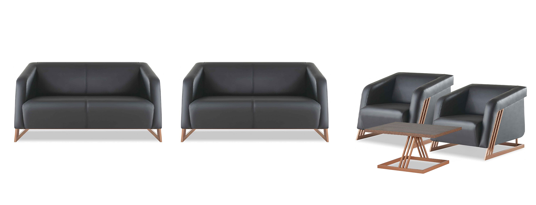 Sofa sets seating furniture leather sofas 2-seater armchairs coffee table