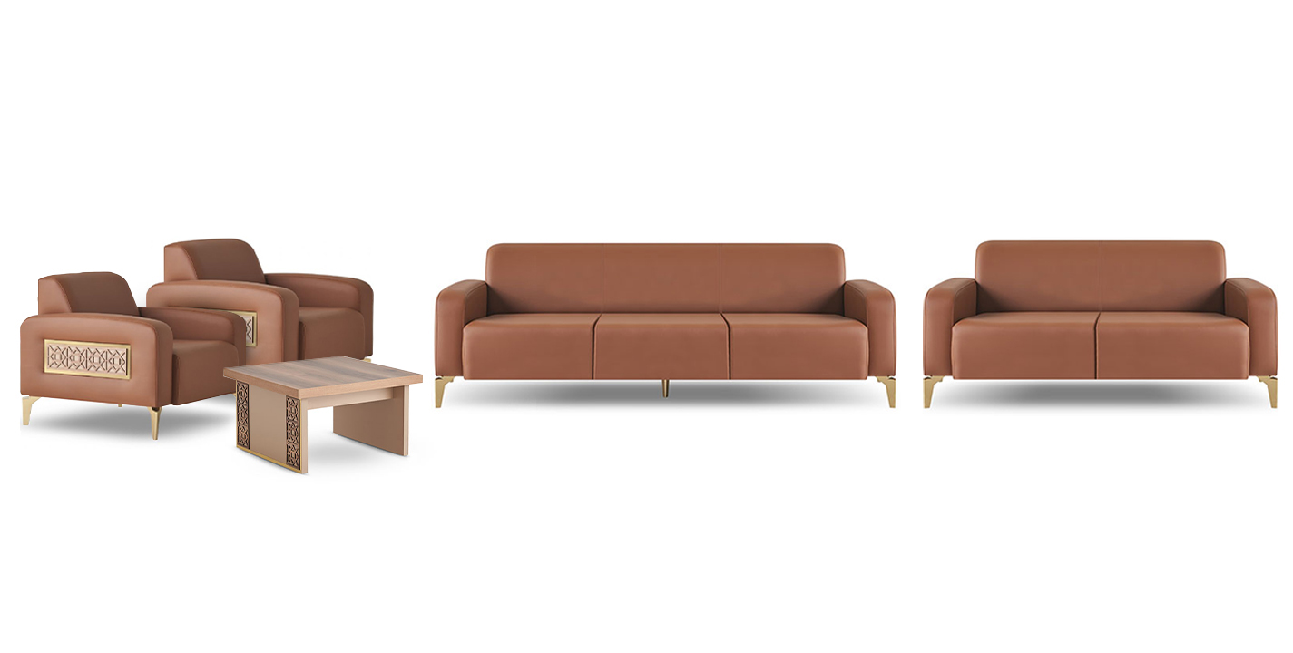 Sofa set 3-seater 2-seater armchair coffee table brown modern leather sofas