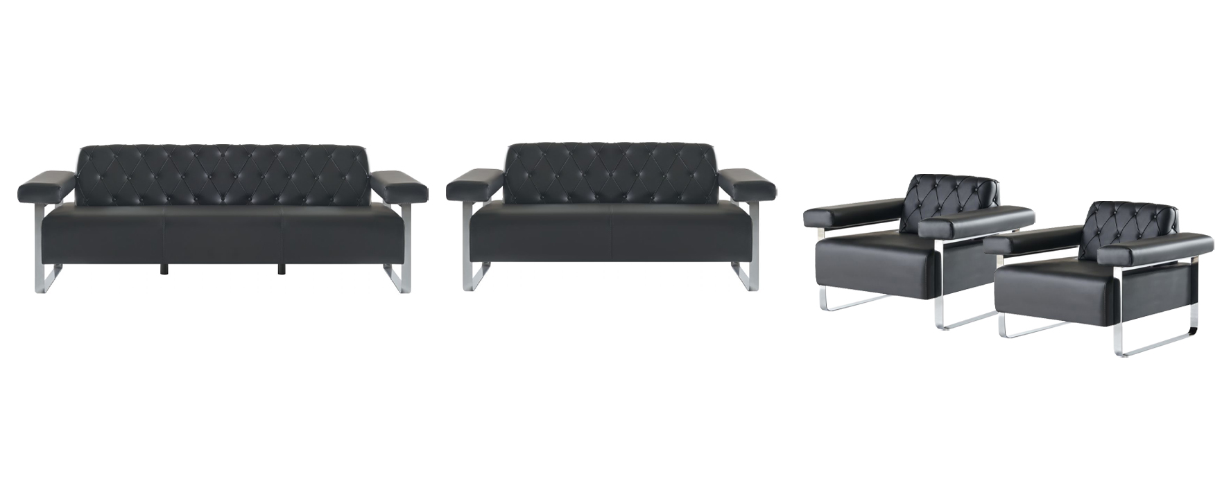 Black Modern Style Chesterfield Design Office 4-piece Set Sofa Furniture