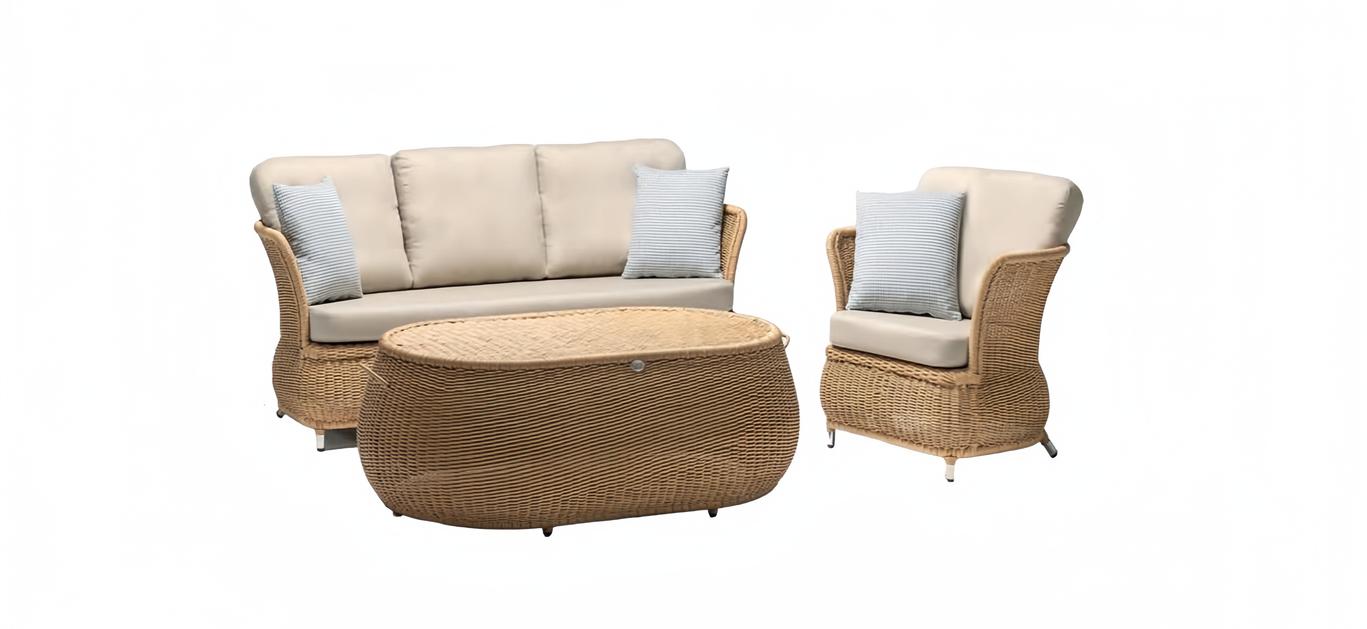 Robust Sofa 3-Seater Garden Rattan Set Elegant Coffee Table Garden Furniture Armchair