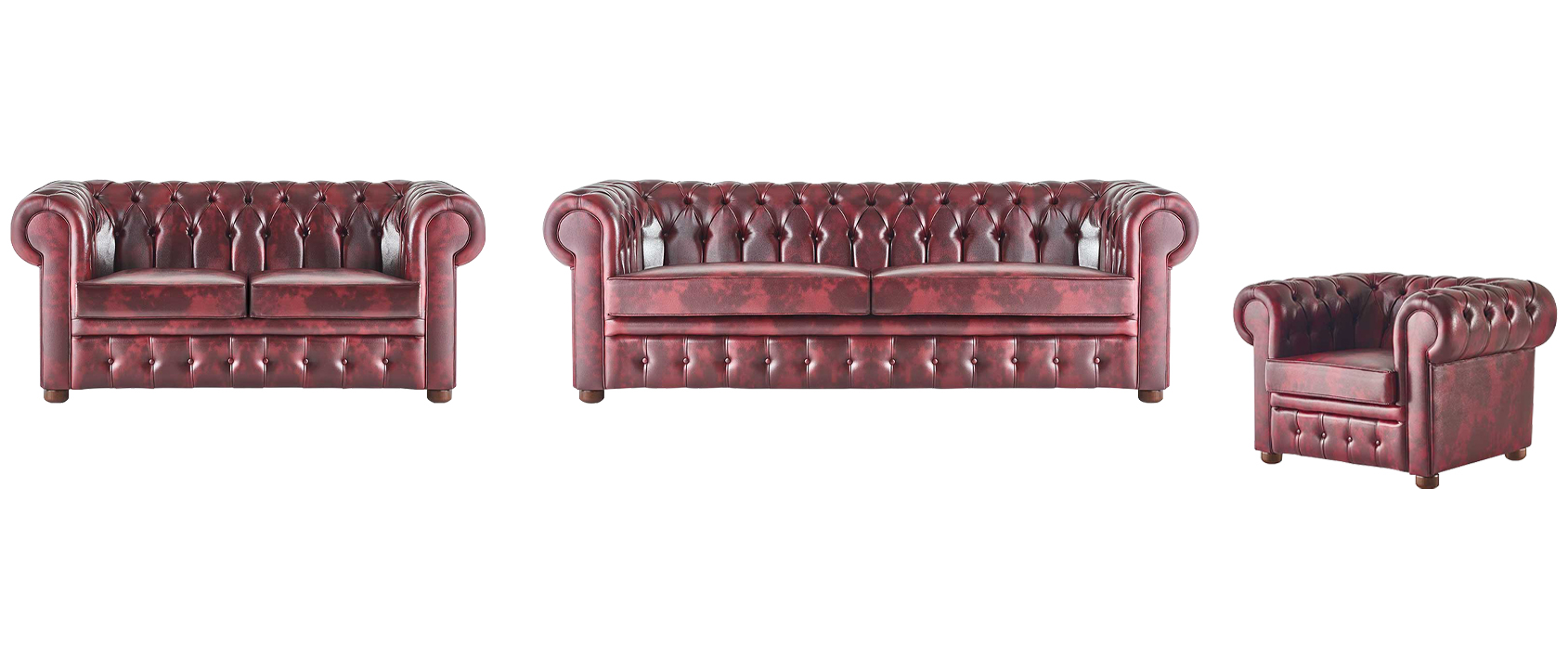 Sofa Set Bordeaux 3-Seater 2-Seater Armchair Chesterfield Classic Furniture