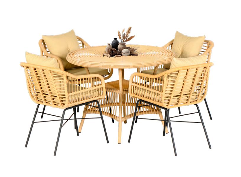 5-piece high-quality rattan set garden furniture dining group dining table chairs modern luxury