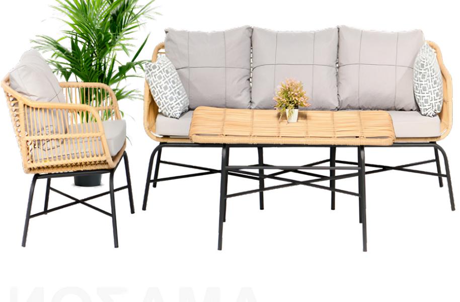 3-piece garden furniture seating set sofa lounge modern new