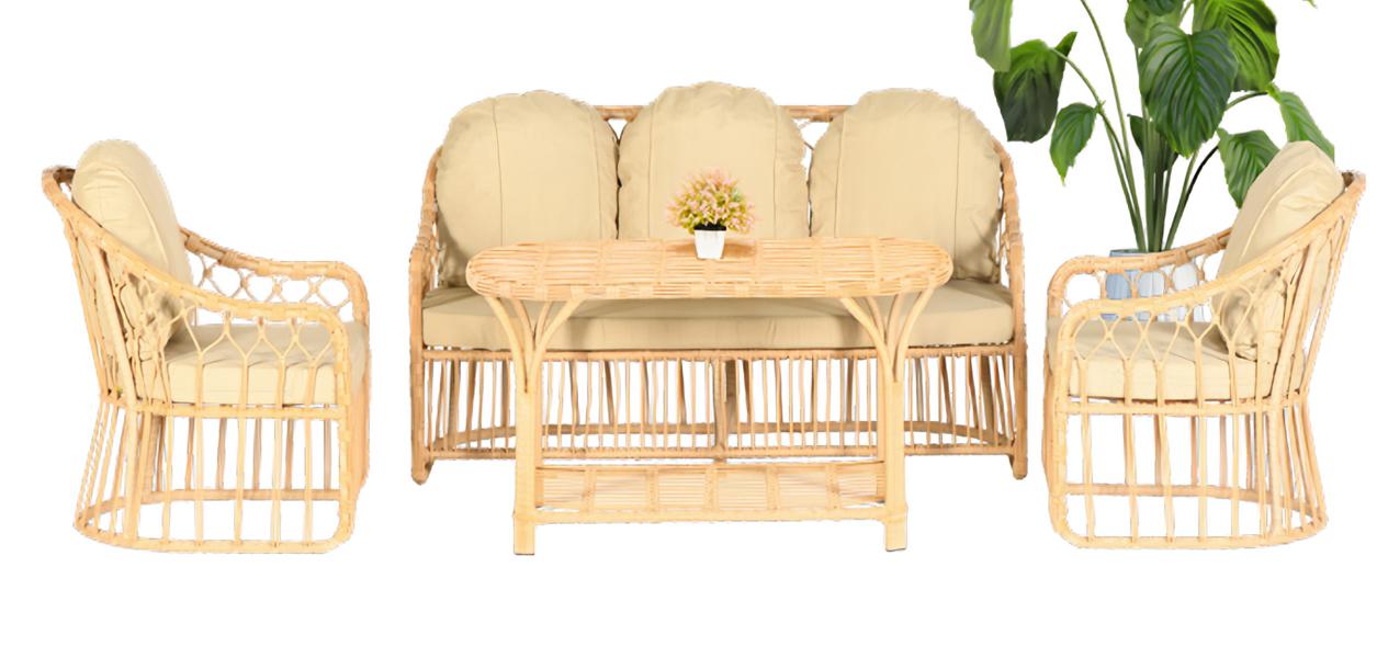 4-piece modern garden furniture sofa armchair coffee table porch lounge set luxury new