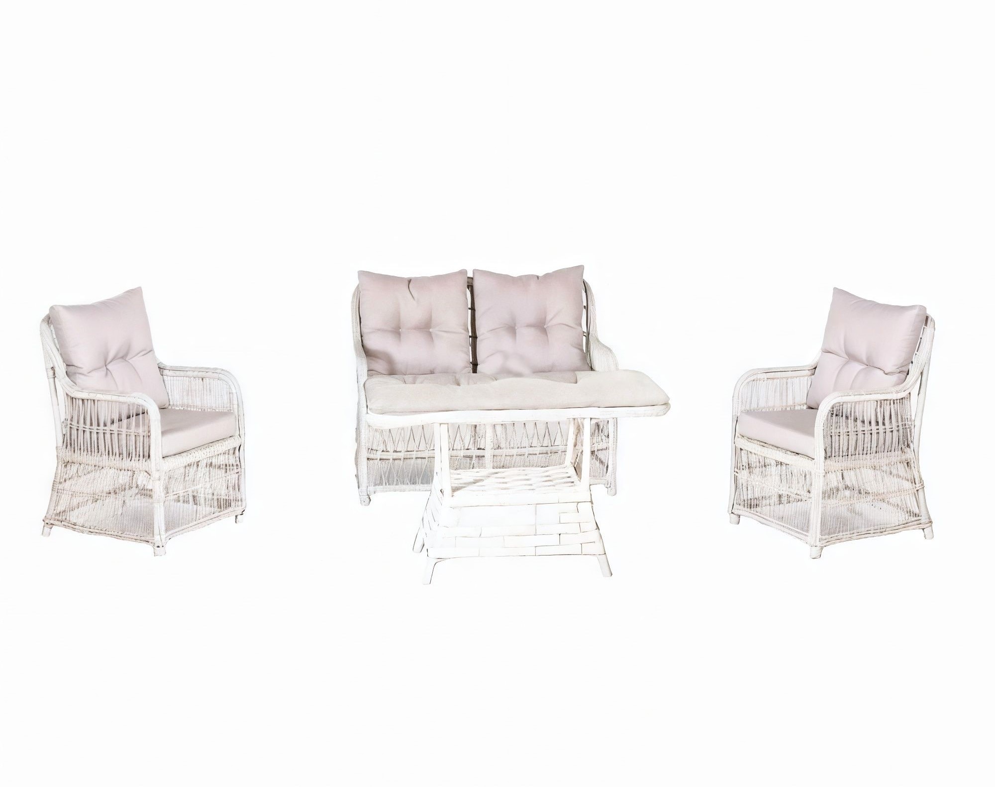 Modern garden furniture 4-piece. Table, chairs, stool, porch sofa set.