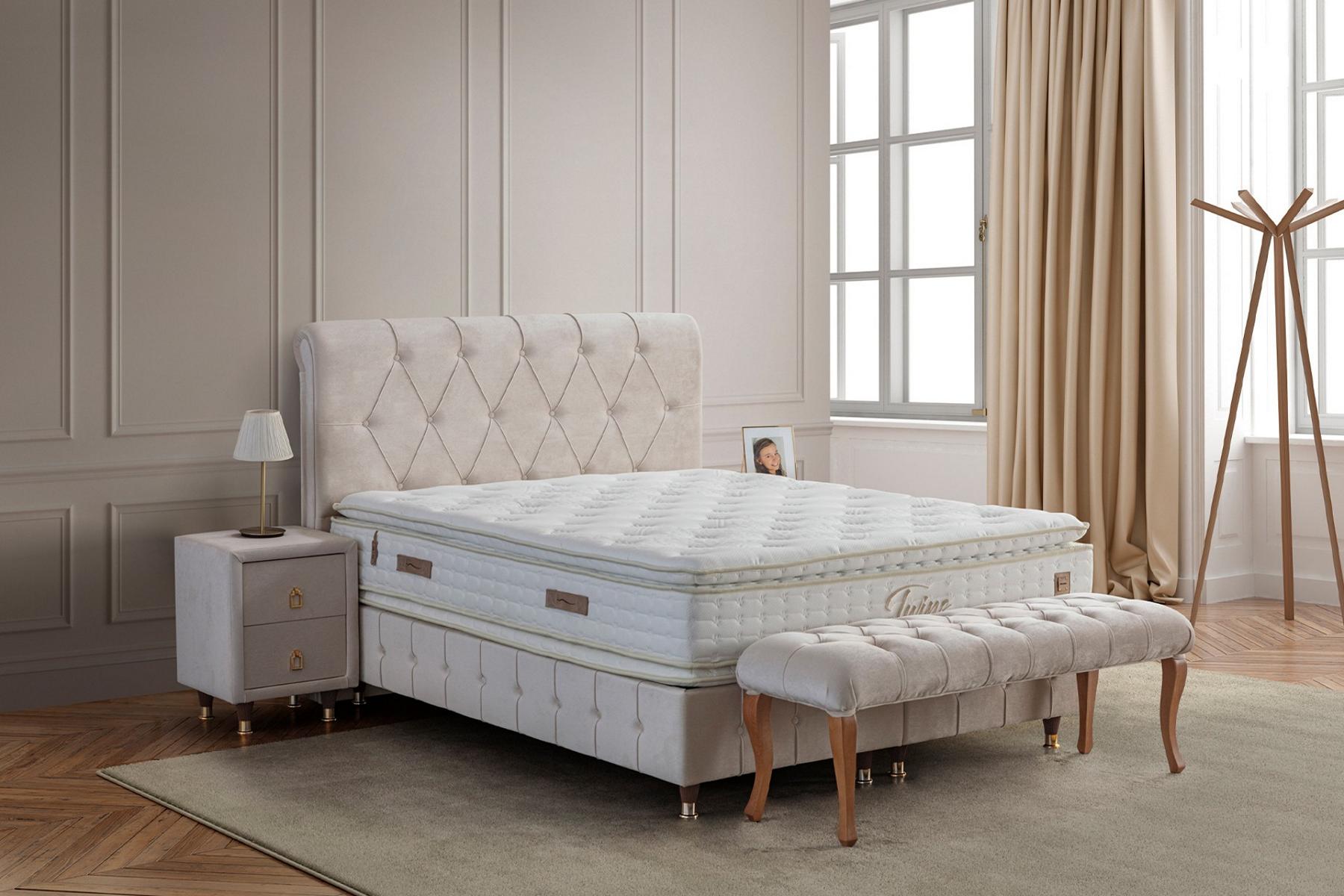 Send bedroom set double bed 2x nightstands bed bench 4-piece