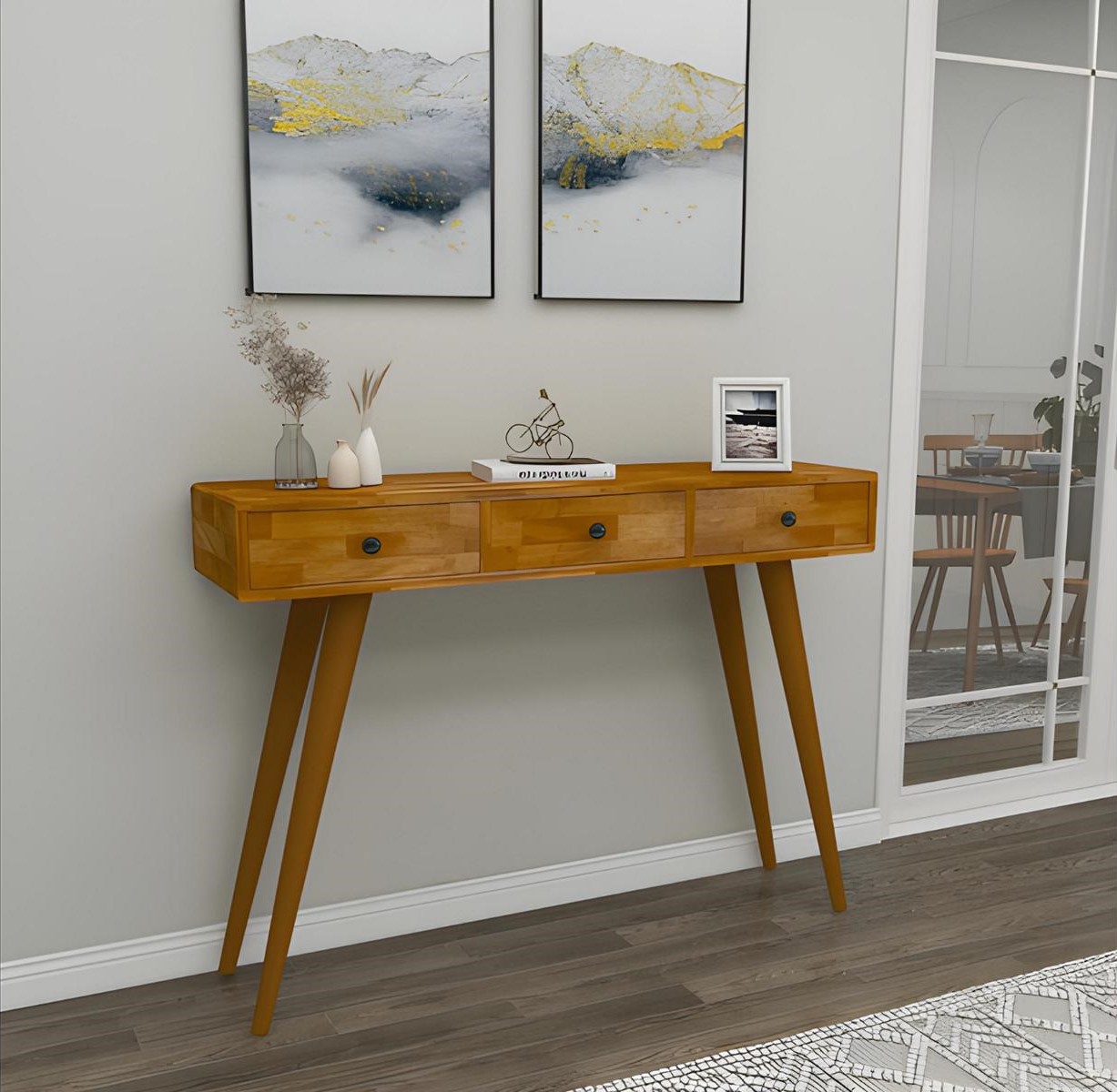 Modern high-quality console table brown wooden table living room designer furniture