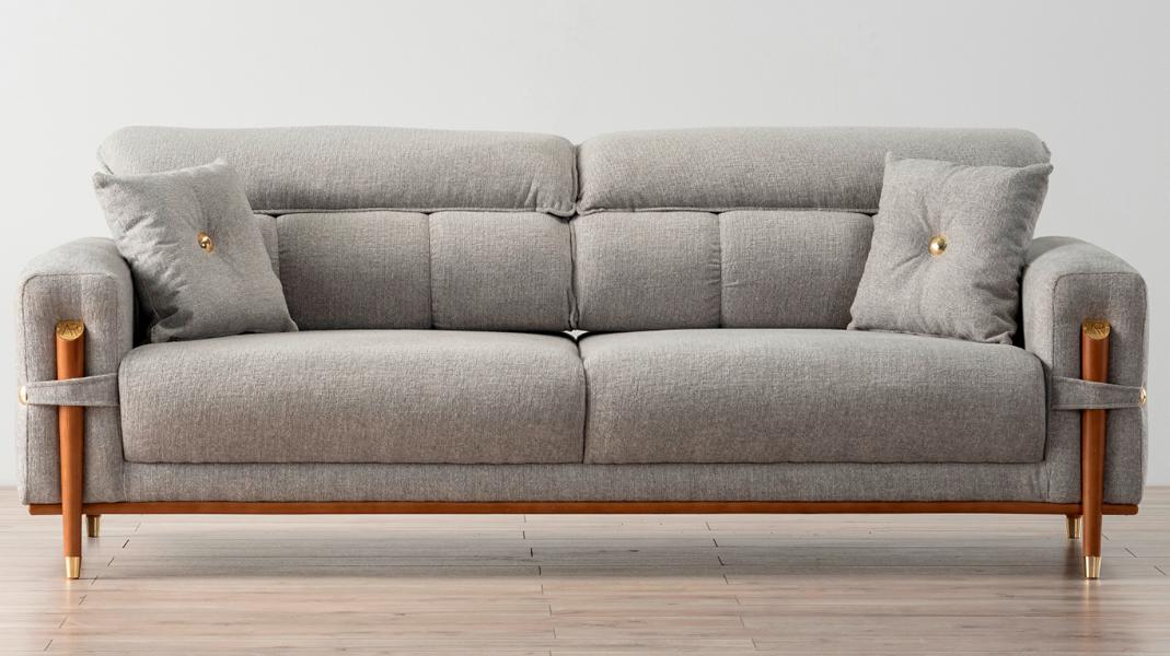 Comfortable 3-seater sofa in elegant gray Timeless design Modern living