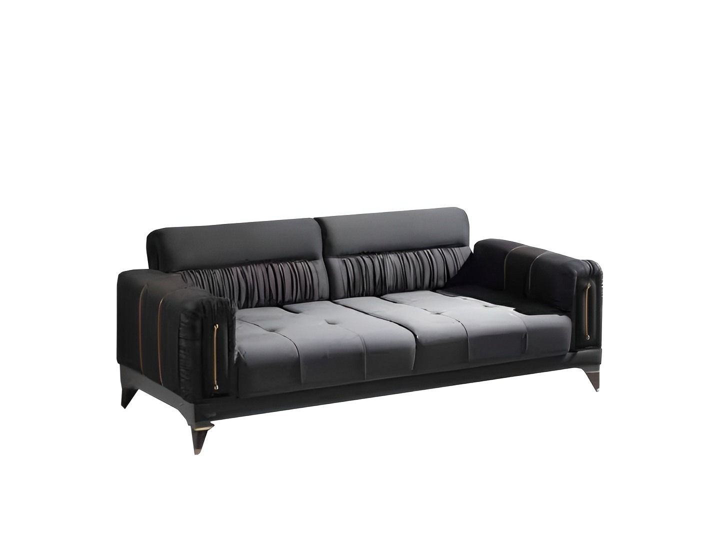 Three-seater sofa living room upholstered furniture fabric black modern couch