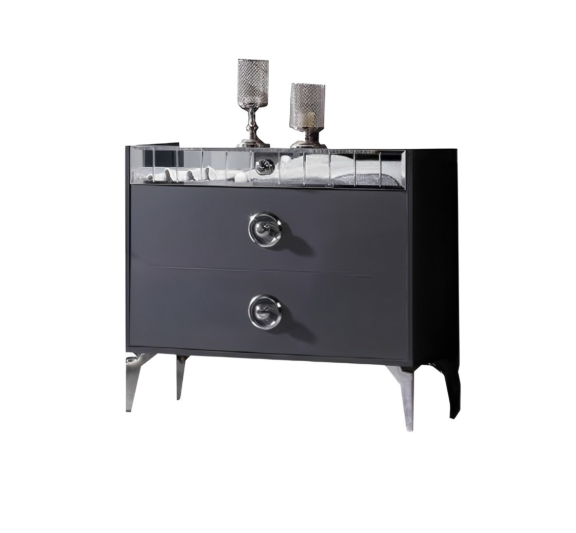 Bedroom Vanity Modern Glass Surface Furniture Dressing Table Lux Gray