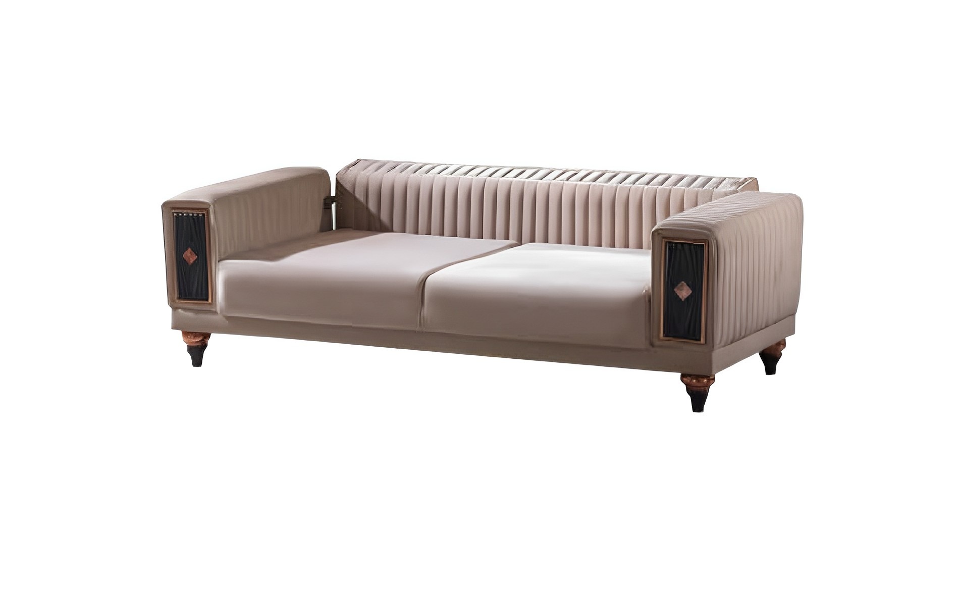 Three-seater sofa living room upholstered furniture fabric beige modern couch