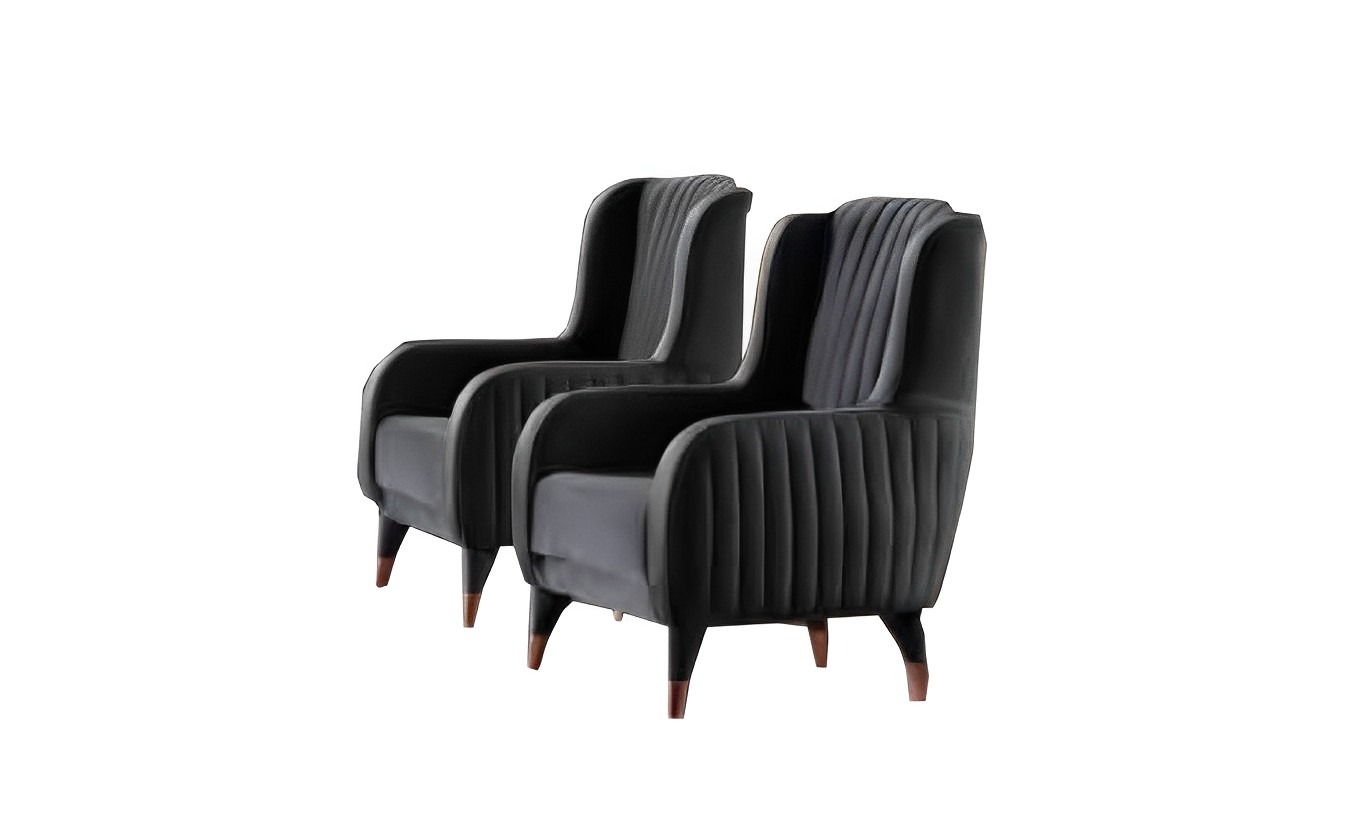 Single Chair Black Designer 2x Armchair Upholstered Chair Luxury Furniture