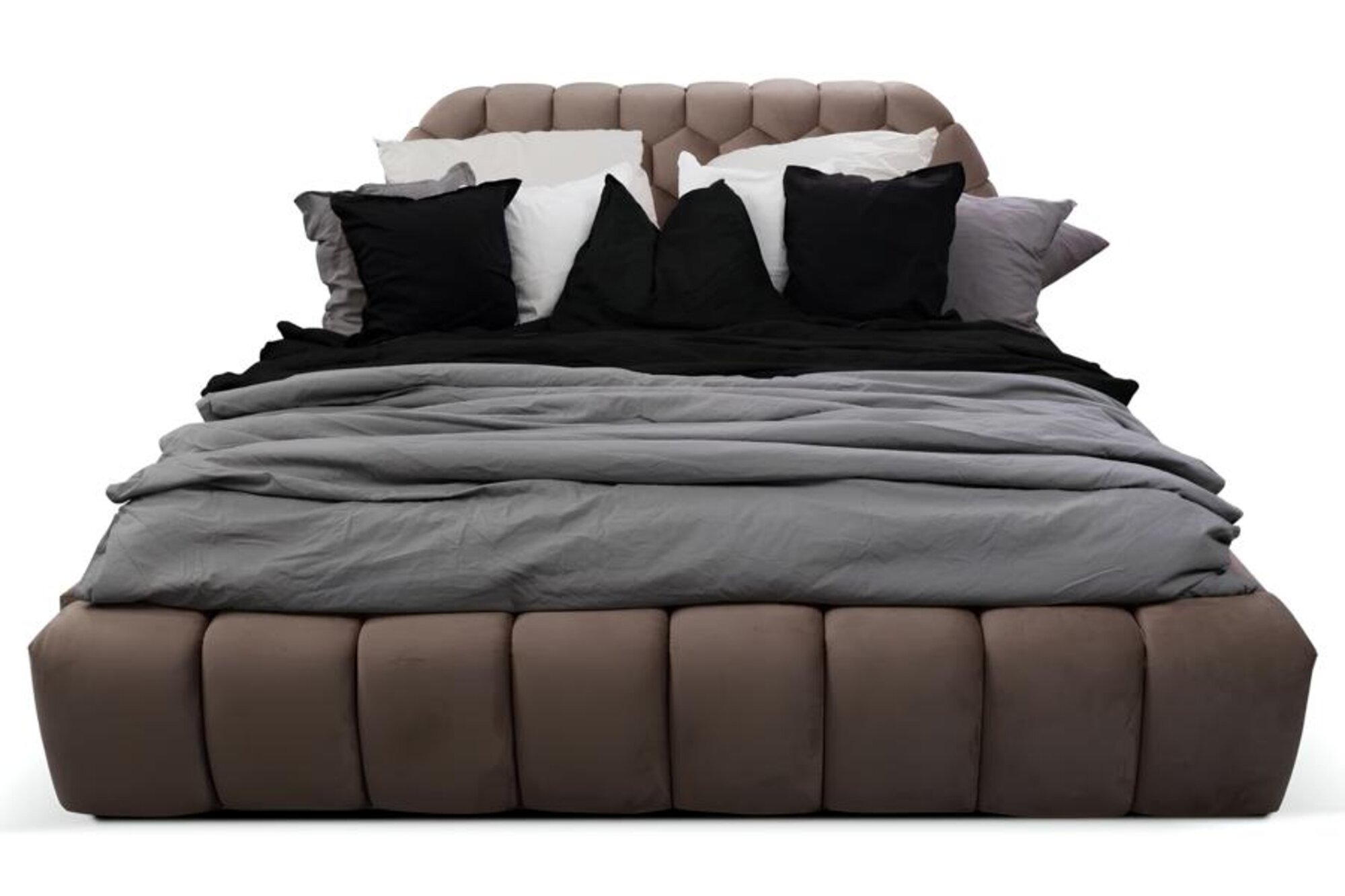 Bedroom double bed 180 cm mattress brown modern style wood