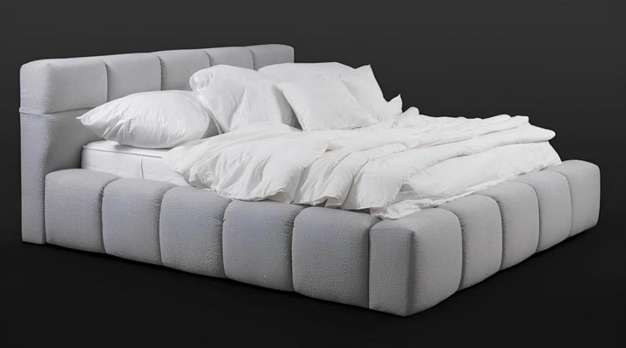 Bedroom double bed 180cm mattress gray modern style wood