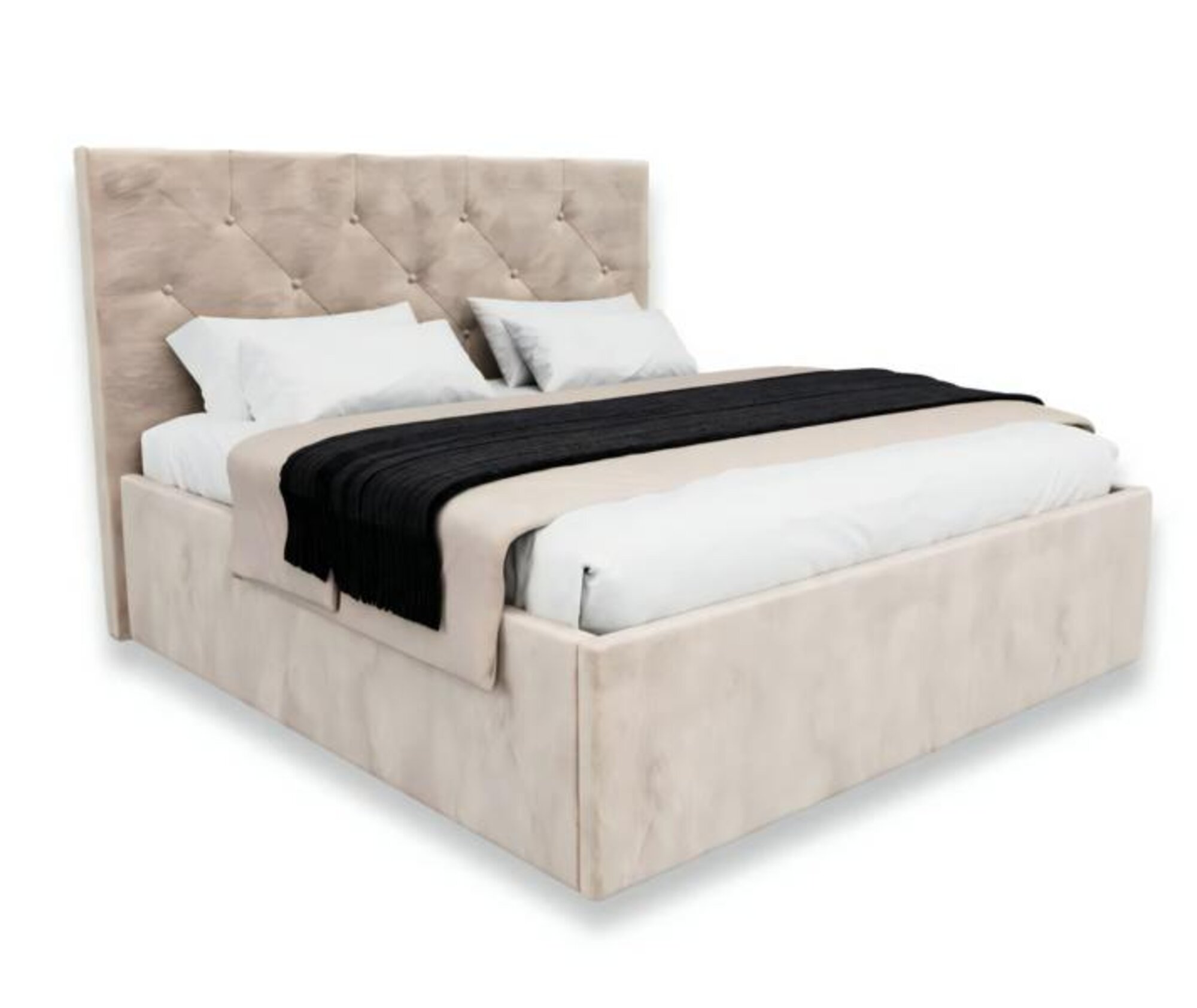 Double bed bedroom 180 cm mattress beige Chesterfield style high quality