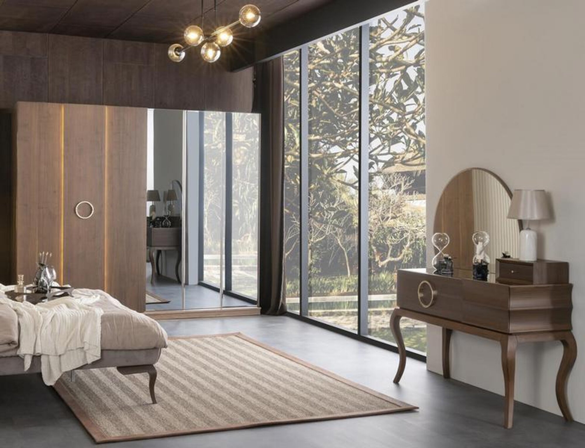 Wardrobe Makeup Table Dressing Cabinet Mirrored Bedroom Cabinet