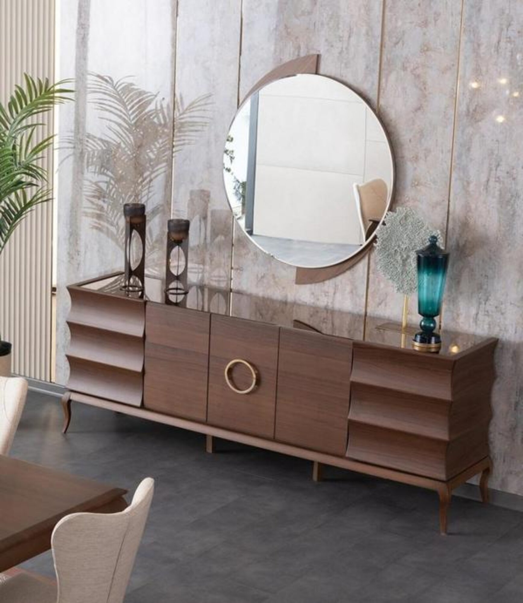 Sideboard Console Sideboard Mirrored Living Room Cabinet with Mirror