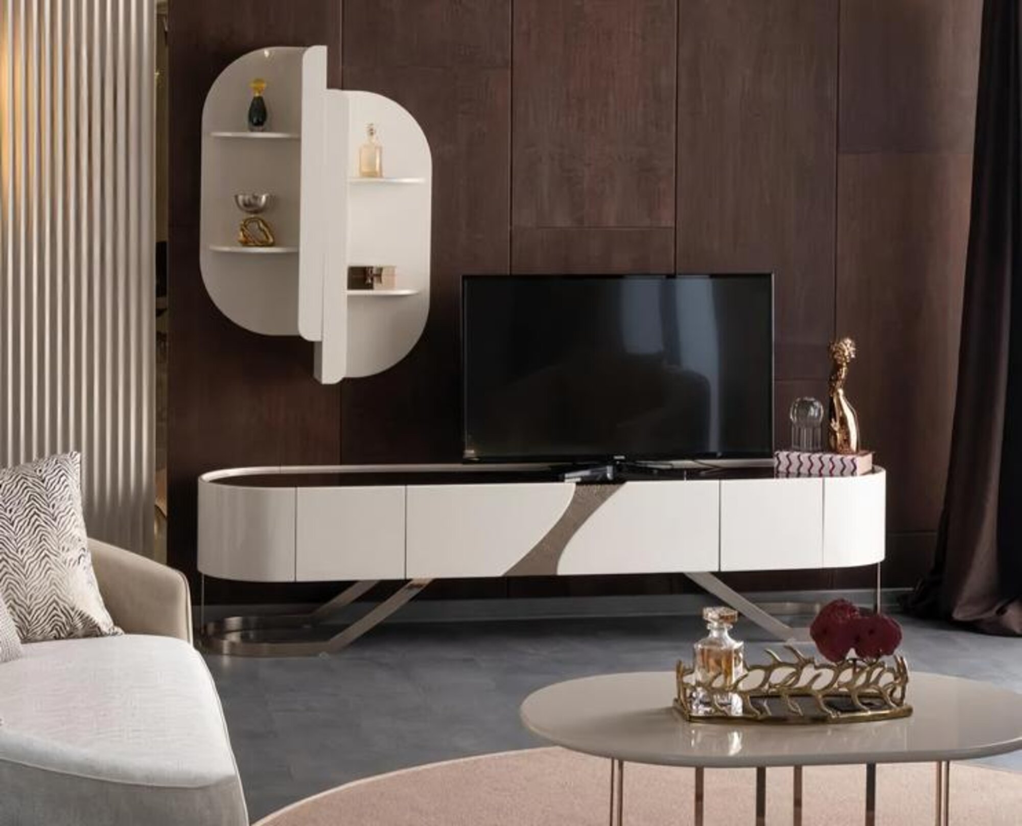 Wall unit sideboard wall shelf TV cabinet lowboard mirrored