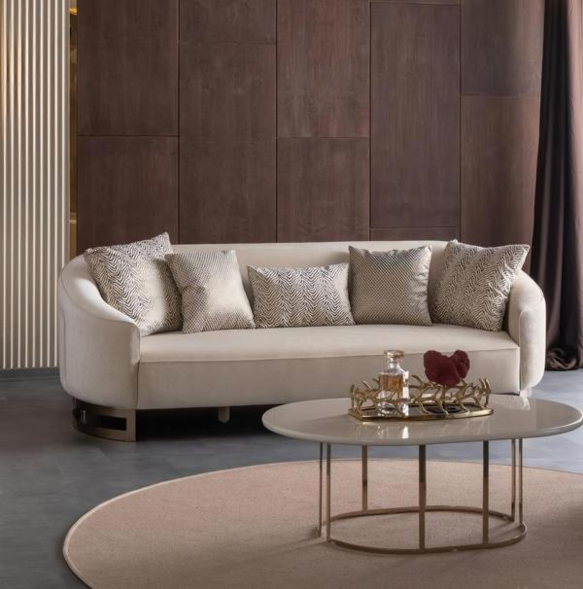 Luxury Sofa 3-Seater Coffee Table Upholstered Sofa 2-Piece Set Living Room