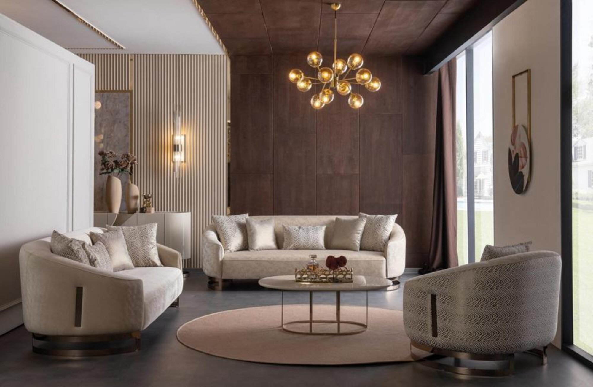 Sofa Set Couch Set 2x Sofas 3-Seater Armchair Coffee Table Living Room