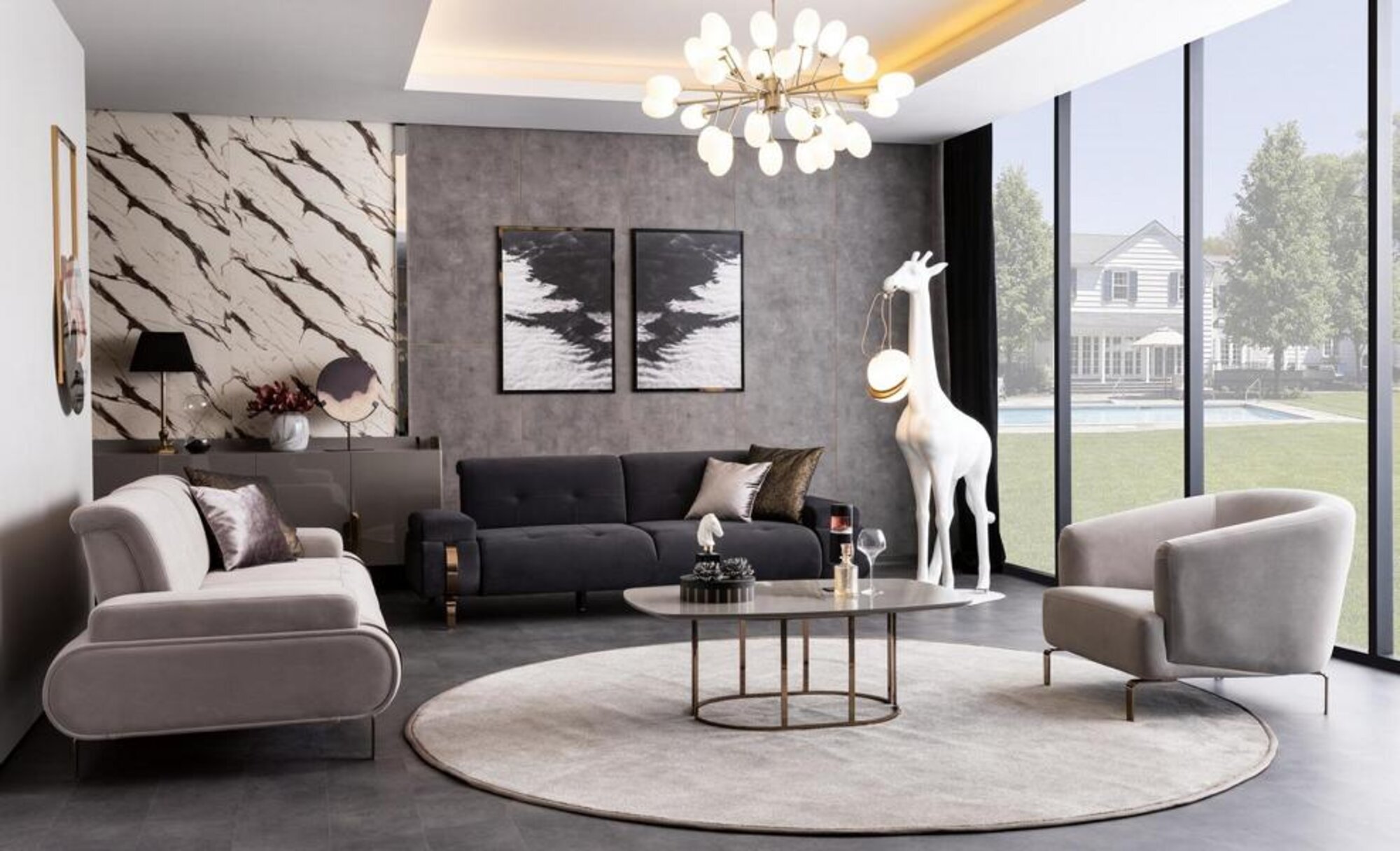 Living room 2x sofas 3-seater armchair coffee table sofa set 4 pcs.