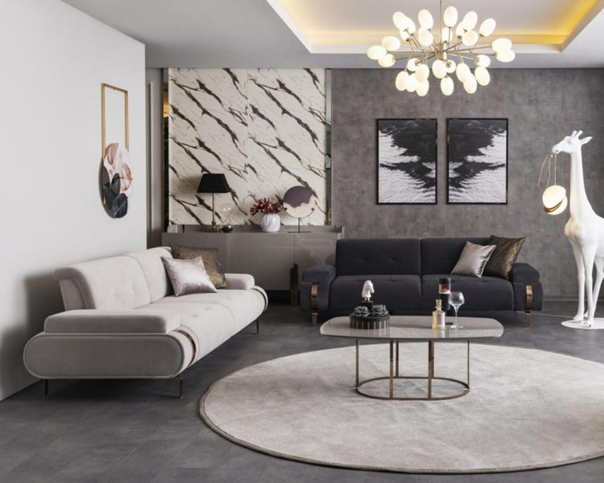 Couch Coffee Table Sofa Set Living Room 2x Sofas 3-Seater 3-piece