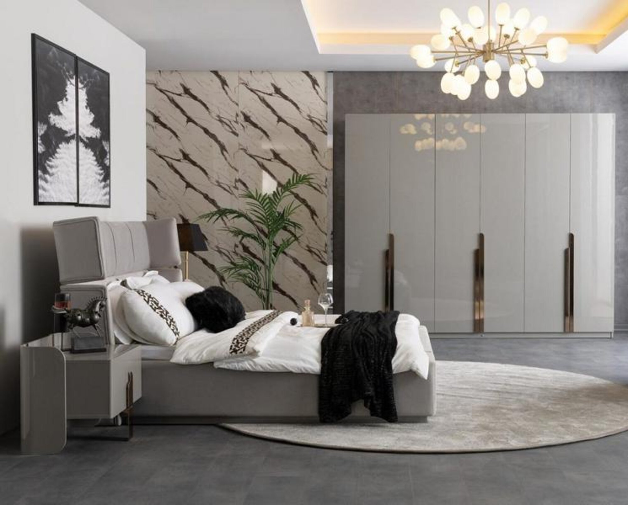 Bedroom set bedroom furniture bed 2x nightstands wardrobe