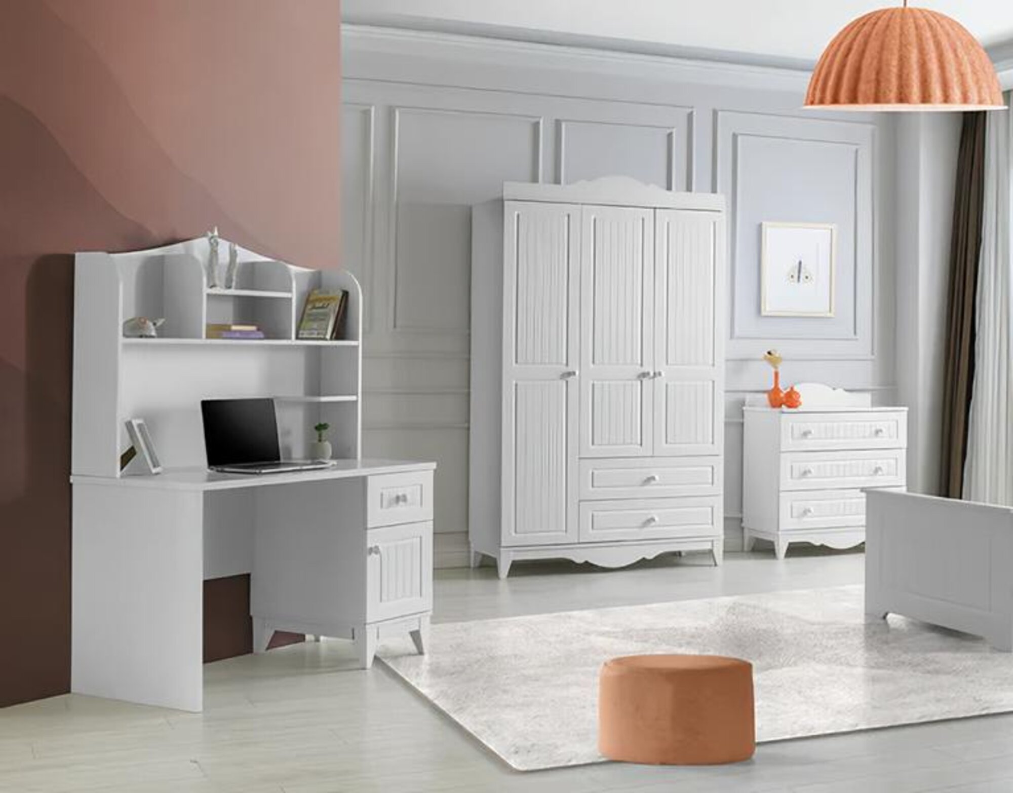 Set dresser wardrobe desk modern design stylish rooms 3-piece