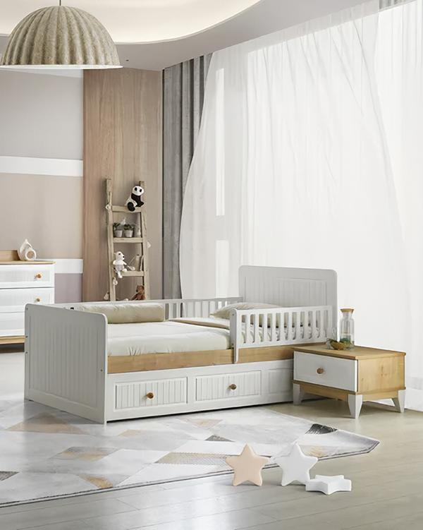 Bed + Nightstand Bedroom Youth Room Children\'s Room Furniture Set Black 2-piece.