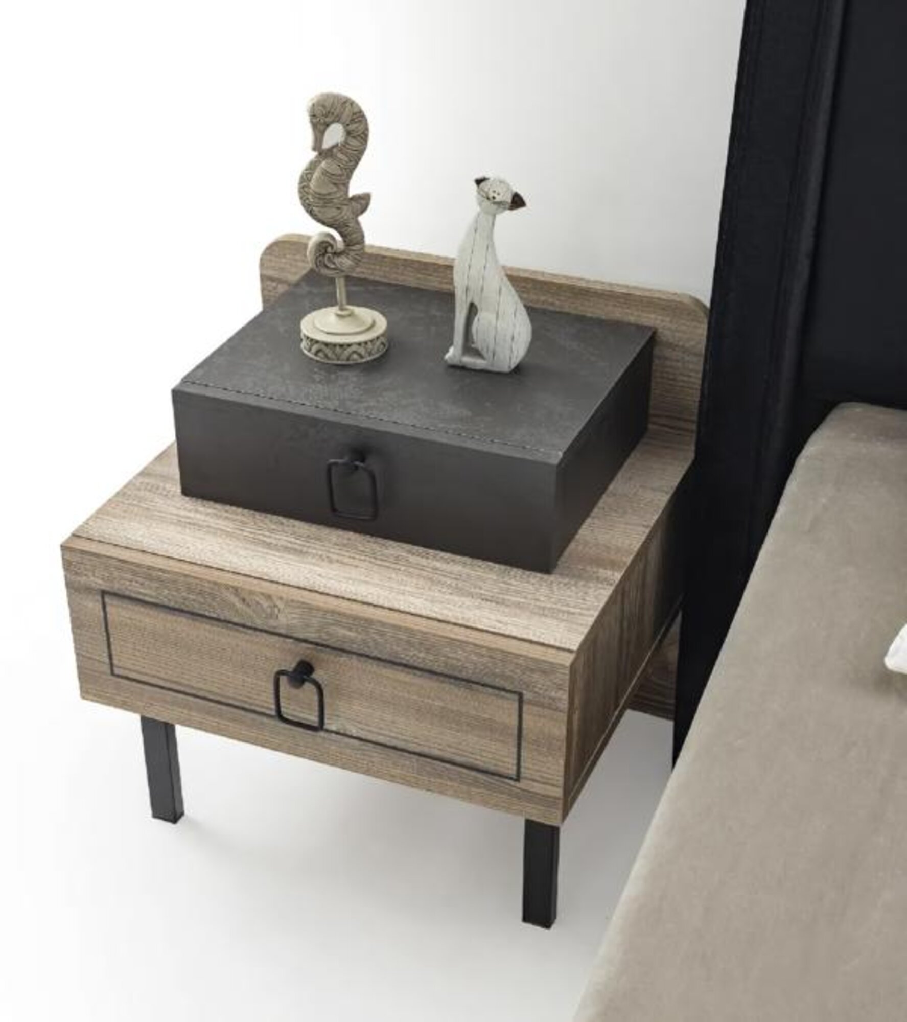 Nightstand Wood Drawer Black Stylish Design Children\'s Room Furniture Modern