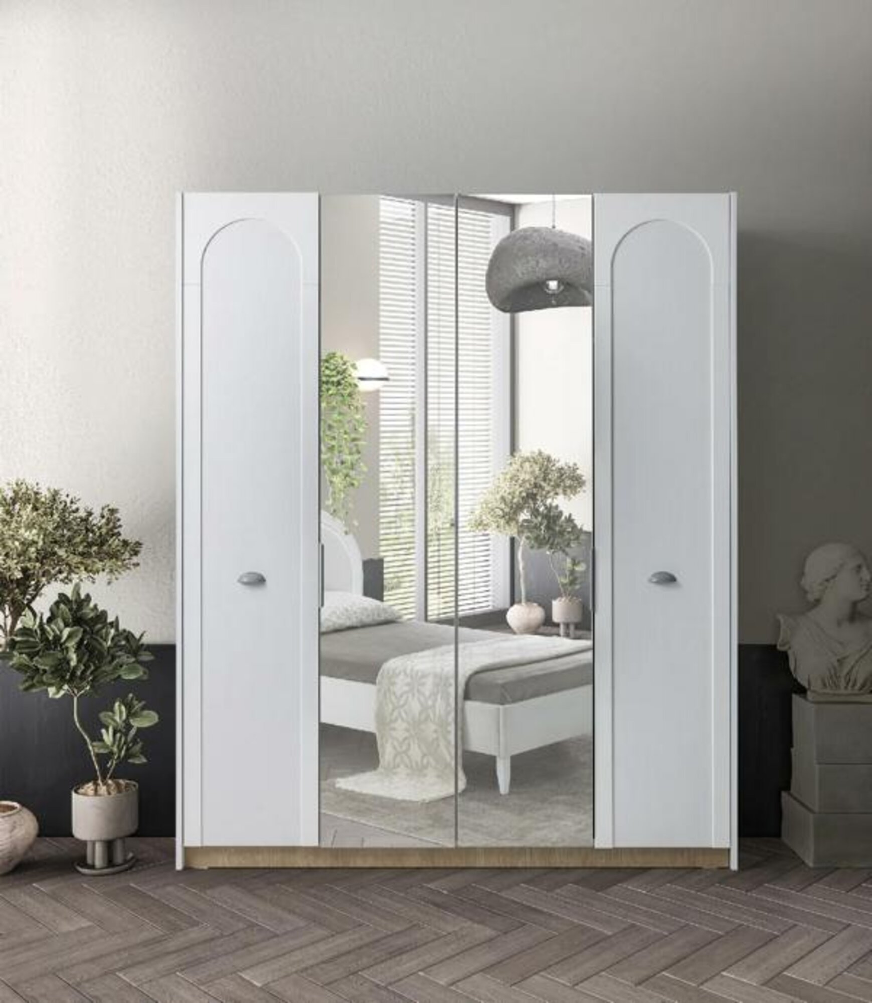 Wardrobe Mirror Elegant Design White Stylish Children\'s Room Design