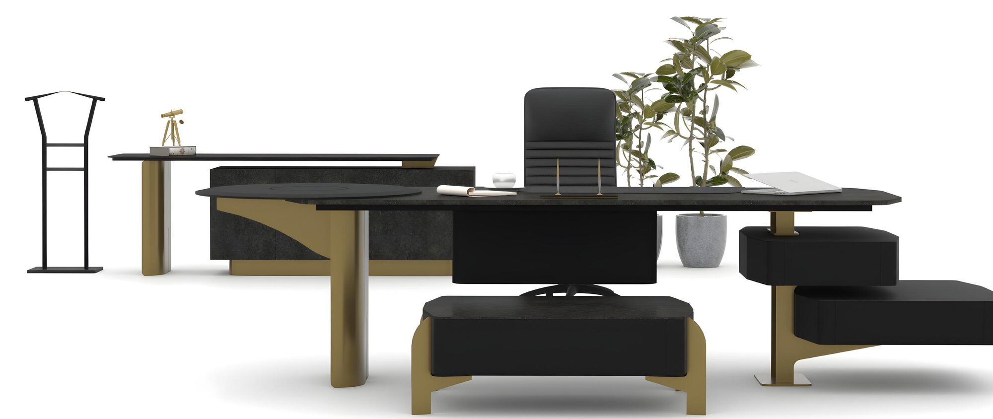 Desk, office cabinet, coffee table, study, luxury office furniture.