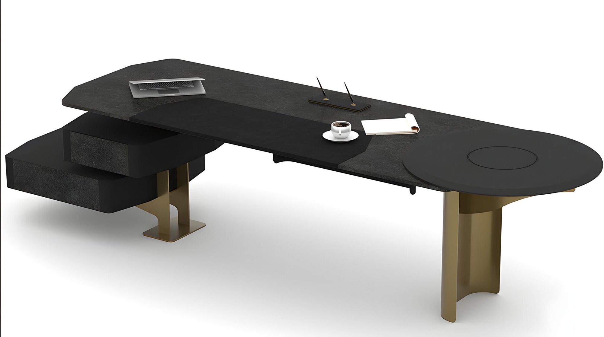 Luxury executive desk workspace office equipment office furniture gold