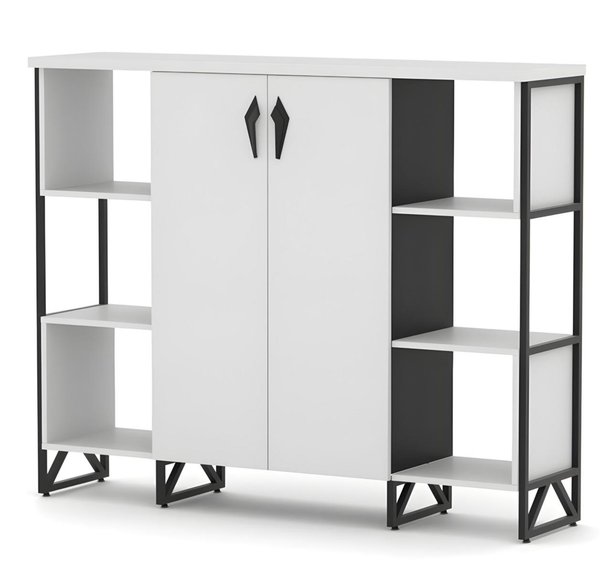 Office cabinet, bookshelf, side cabinet, white, home office, office furniture.